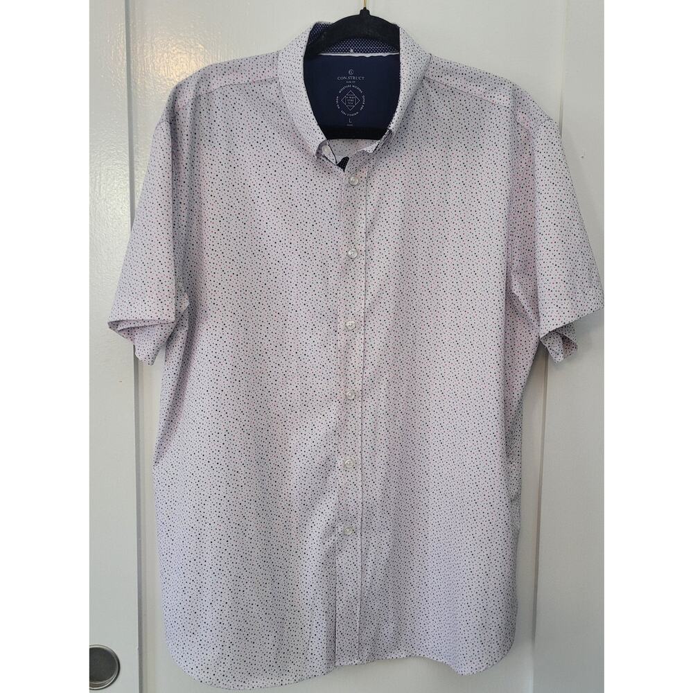 Con.Struct Size L Men's Polka Dot Short Sleeve Button Up Golf Top Preppy